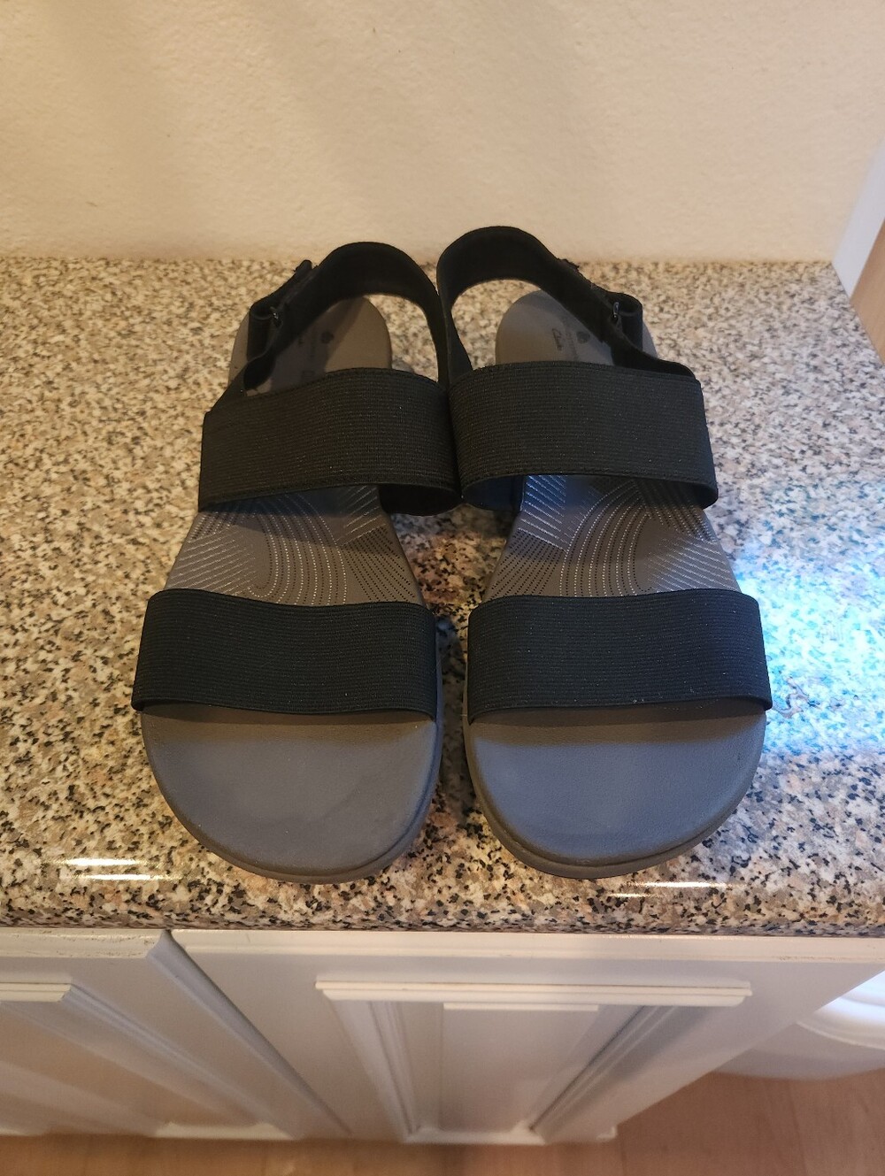 Black Elastic Strap Casual Sandals